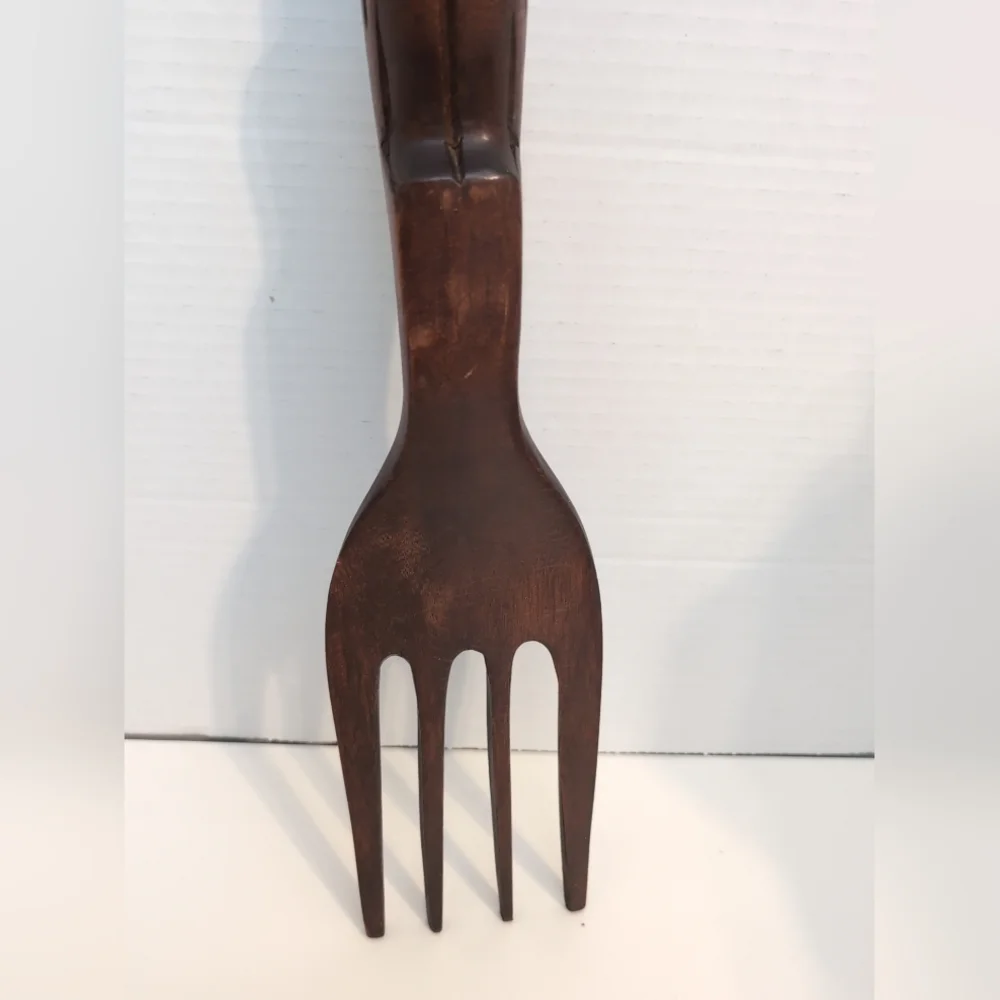 Vintage Wooden Tiki Totem Hand Carved‎ Wall Fork 21